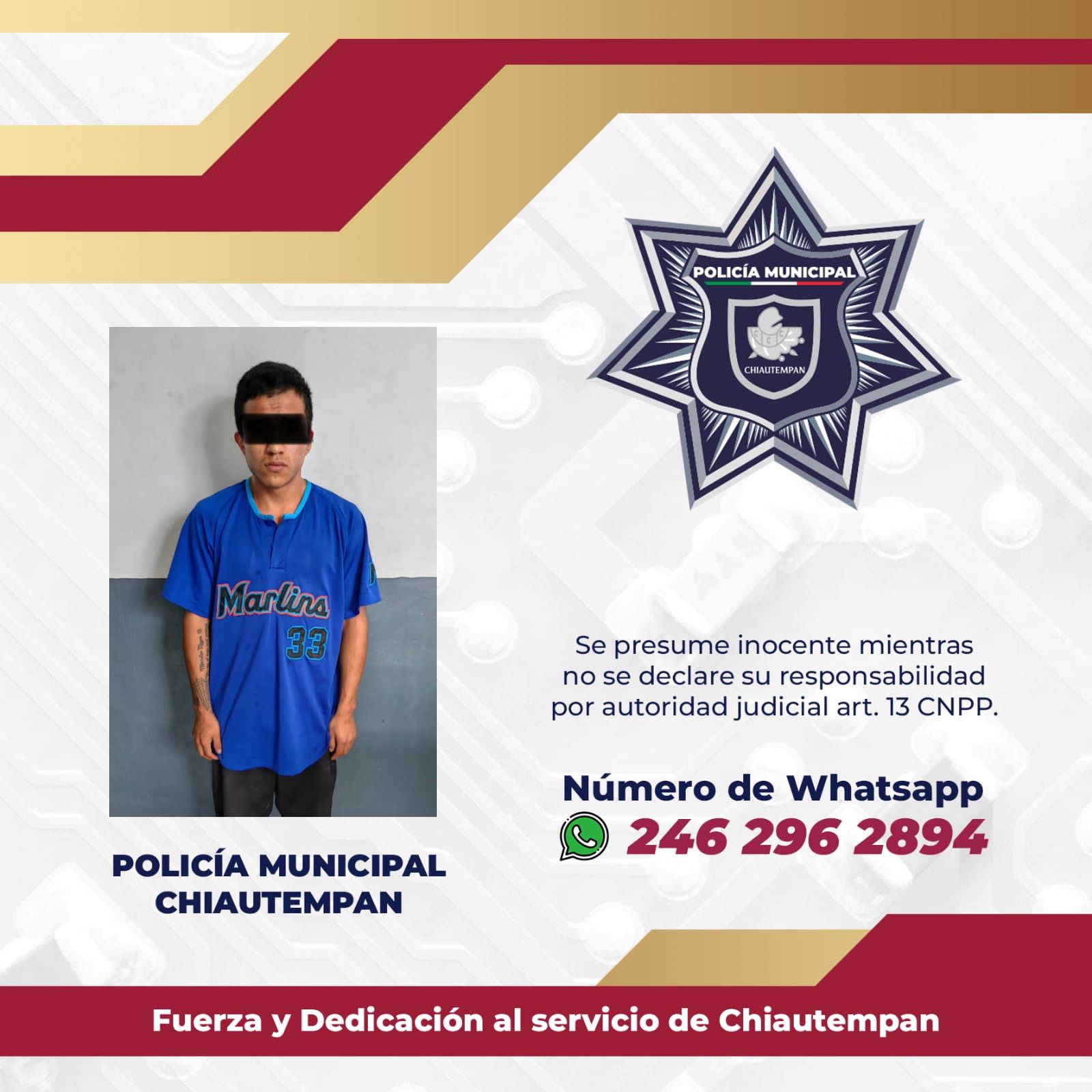Detiene Policía de Chiautempan a sujeto por posesión de enervantes